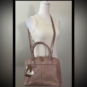 Giani Bernini Rose Nappa Satchel New With Tags Pockets Hand And Shoulder Straps